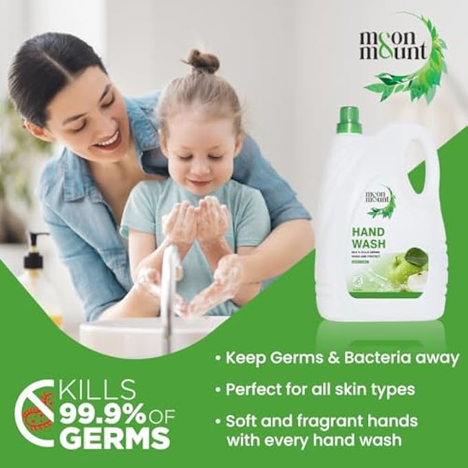 Moon & Mount MOON AND MOUNT HAND WASH PROTECTION FROM GERMS, HAND WASH LIQUIDS 5 LITER LIQUID HANDWASH FOR EVERYDAY USE (GREEN APPLE) - Image 3